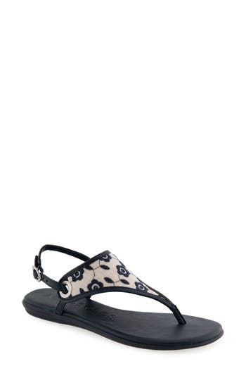 Aerosoles Conclusion Slingback Sandal In Natural/ Navy Floral Linen