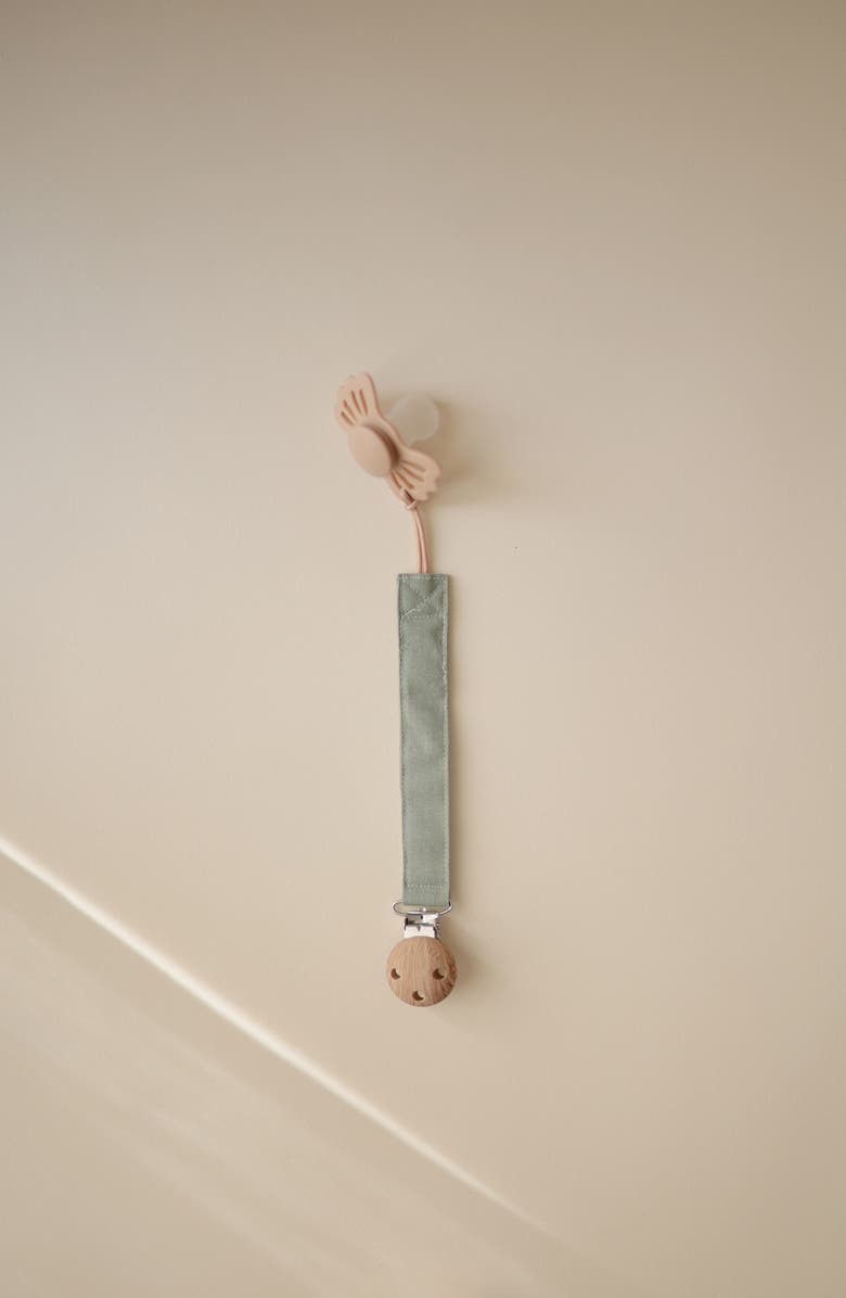 Mushie 2-Pack Linen Pacifier Clips, Alternate, color, Olive/ Shifting Sand