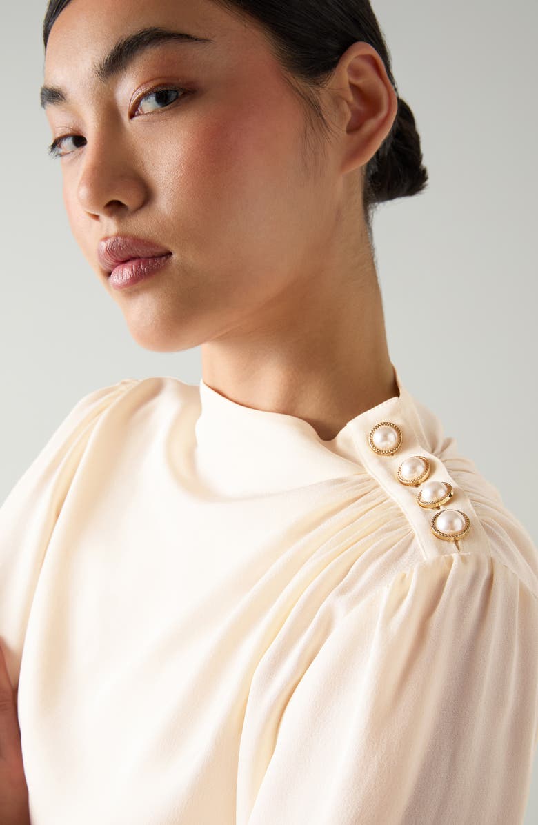 LK Bennett Samantha Button Shoulder Top, Alternate, color, Ivory