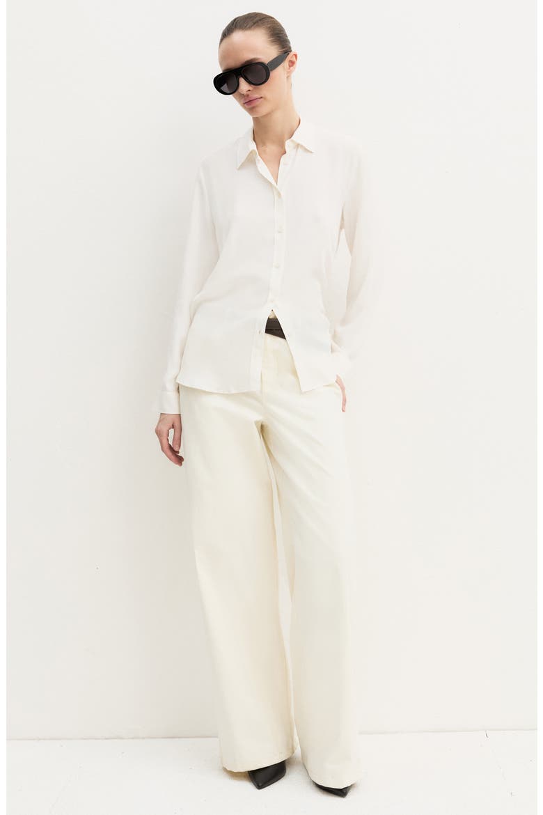 Silk Blend Long Sleeve Shirt, Alternate, color, WOOL WHITE