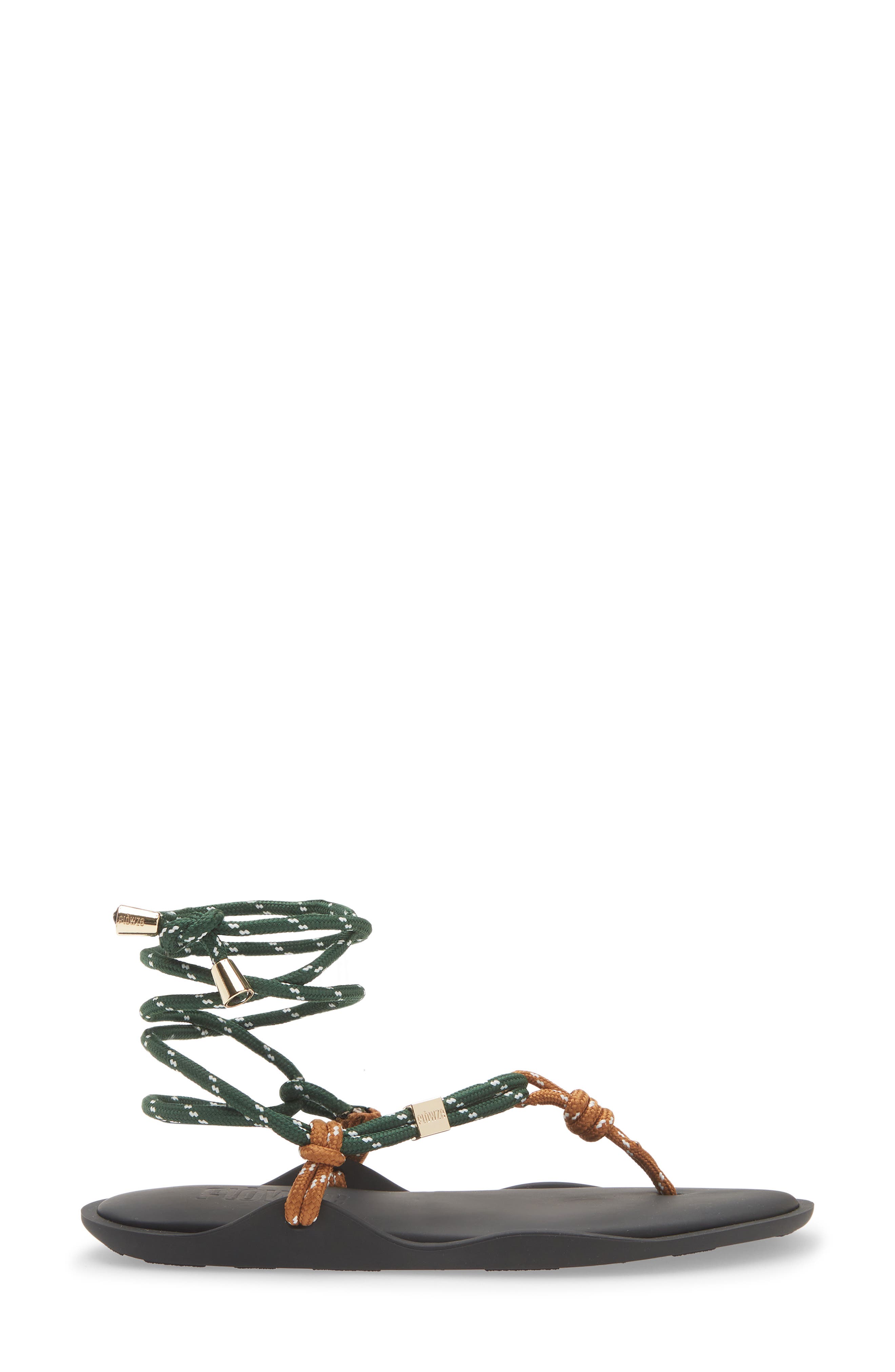 FLOWZE Lace-Up Ropes Water Repellent Thong Slide Sandal, Alternate, color, Hazelnut / Forest Green