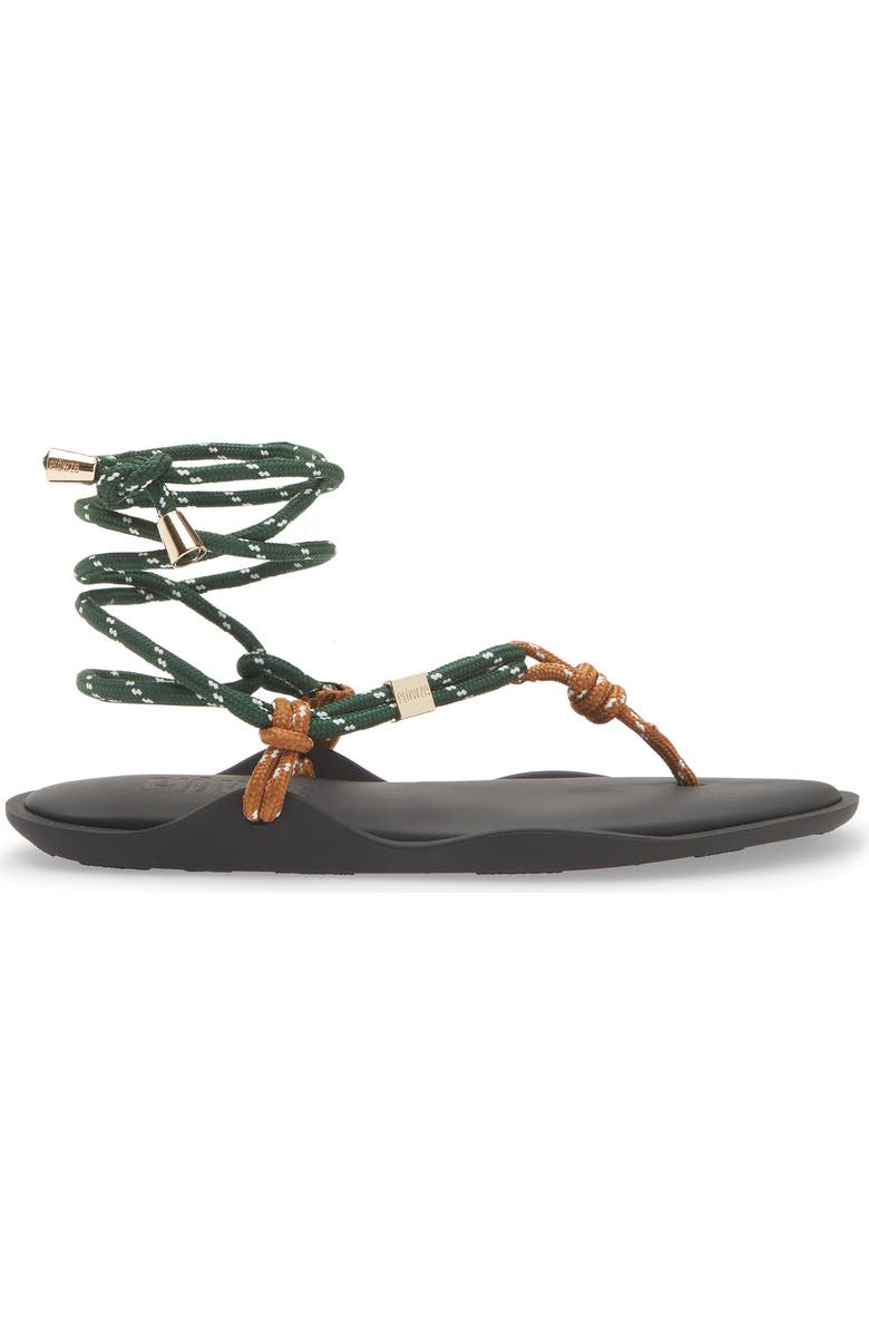 FLOWZE Lace-Up Ropes Water Repellent Thong Slide Sandal, Alternate, color, Hazelnut / Forest Green