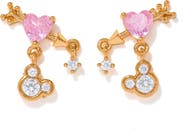 Girls Crew Disney Mickey Mouse Pink Heart Arrow Stud Earrings