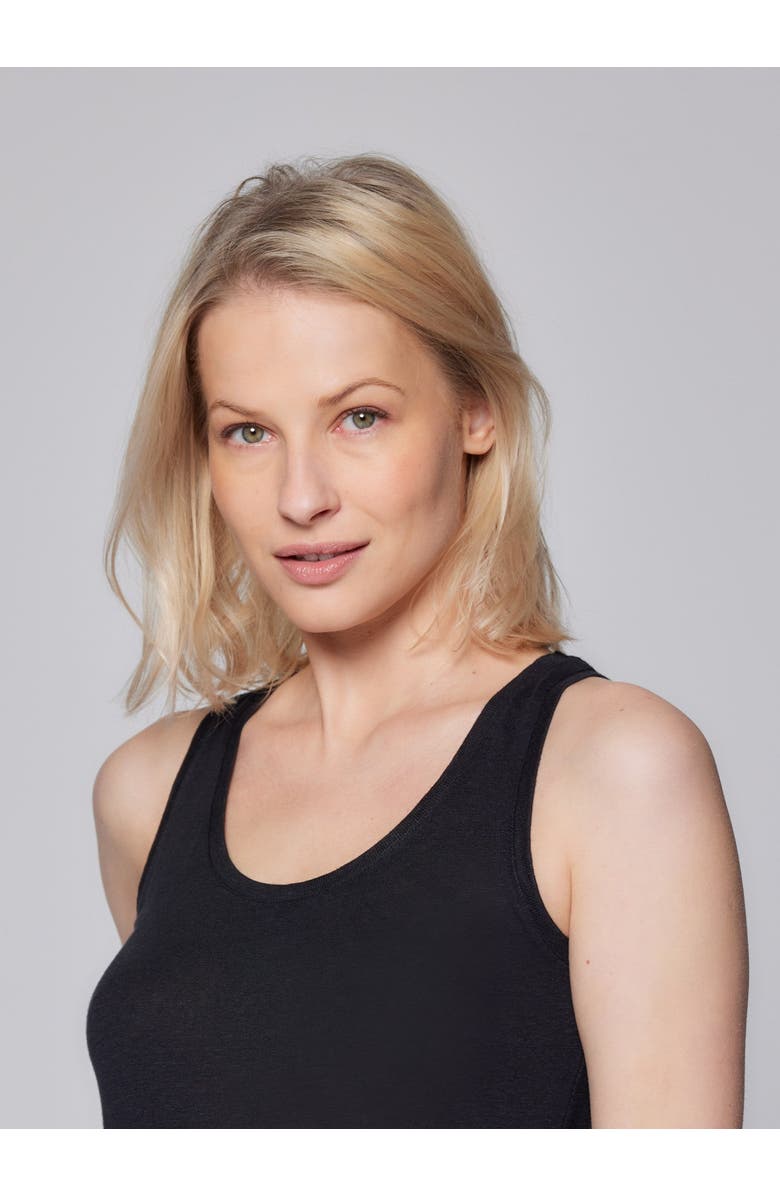 Majestic Filatures Stretch Linen Tank, Alternate, color, Noir