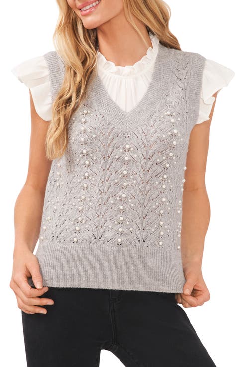 Imitation Pearl Pointelle Top