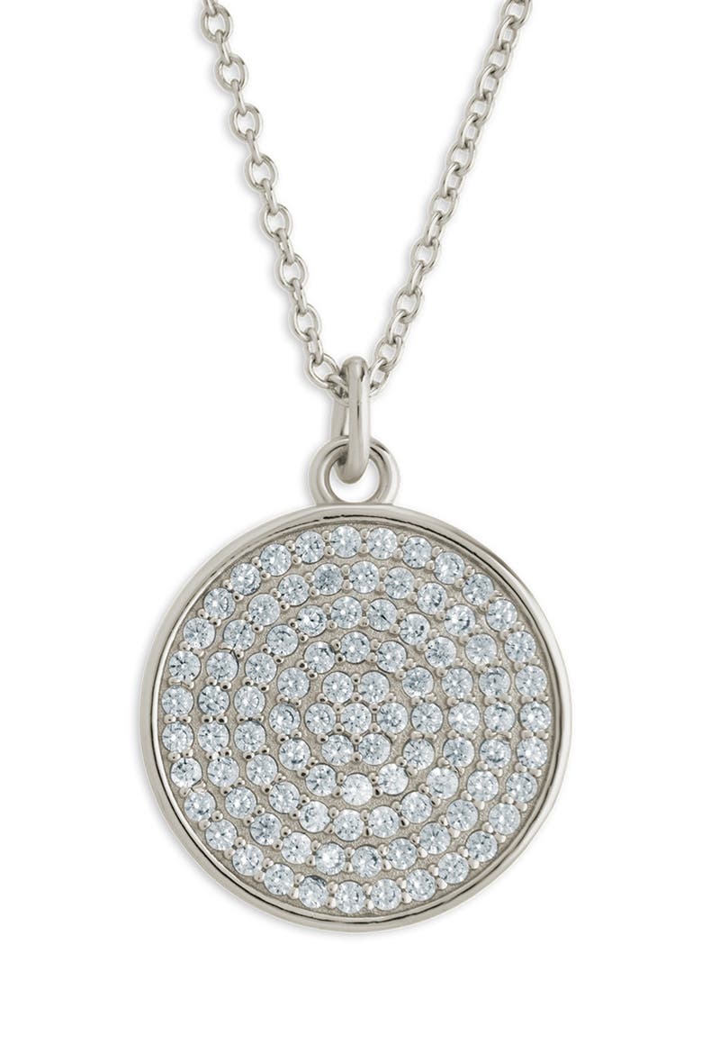 Pavé Cubic Zirconia Circle Pendant Necklace, Alternate, color, SILVER