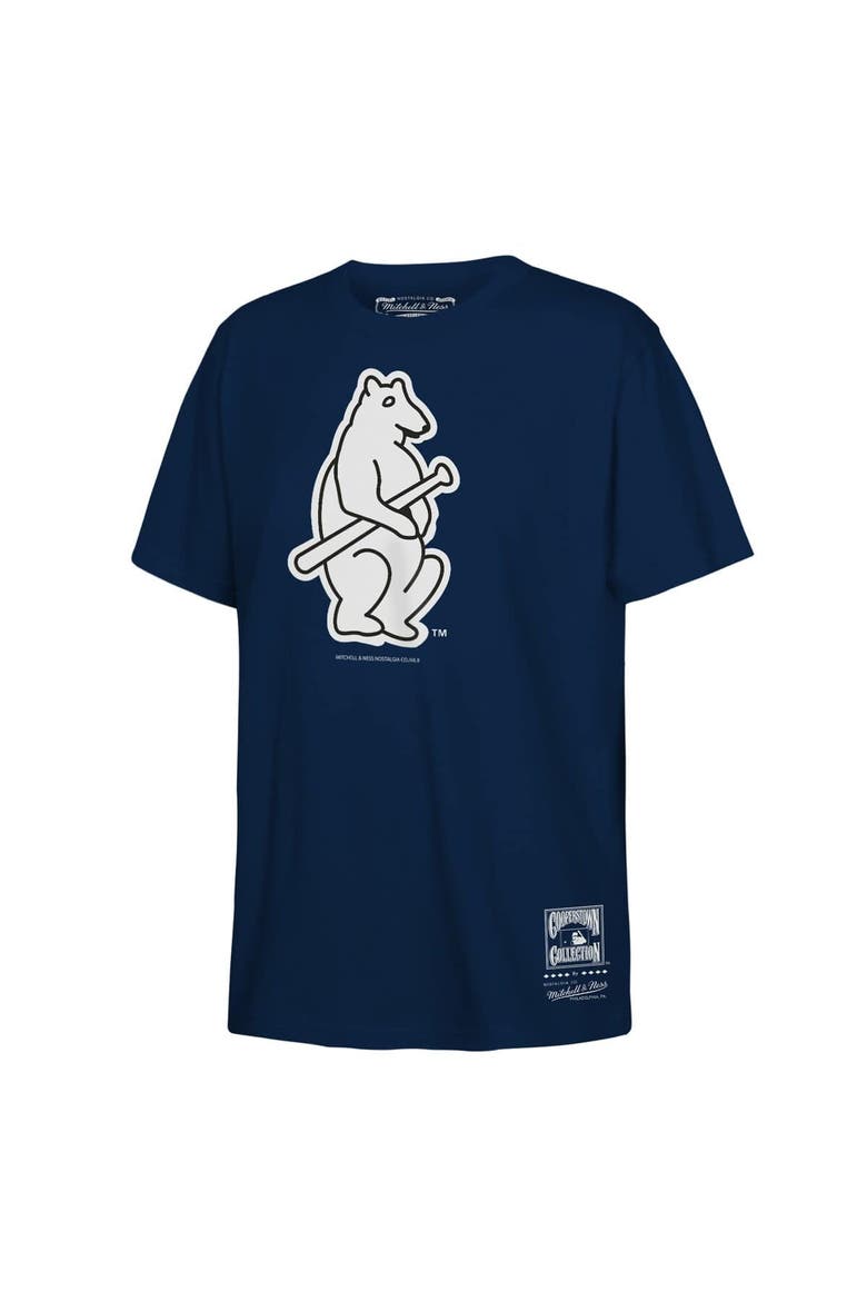 Youth Mitchell & Ness  Navy Chicago Cubs Retro Logo T-Shirt, Main, color, Navy