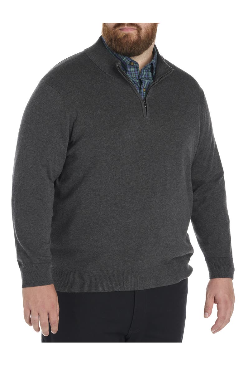 Big & Tall Quarter-Zip Pullover Sweater, Alternate, color, CARBON HTR