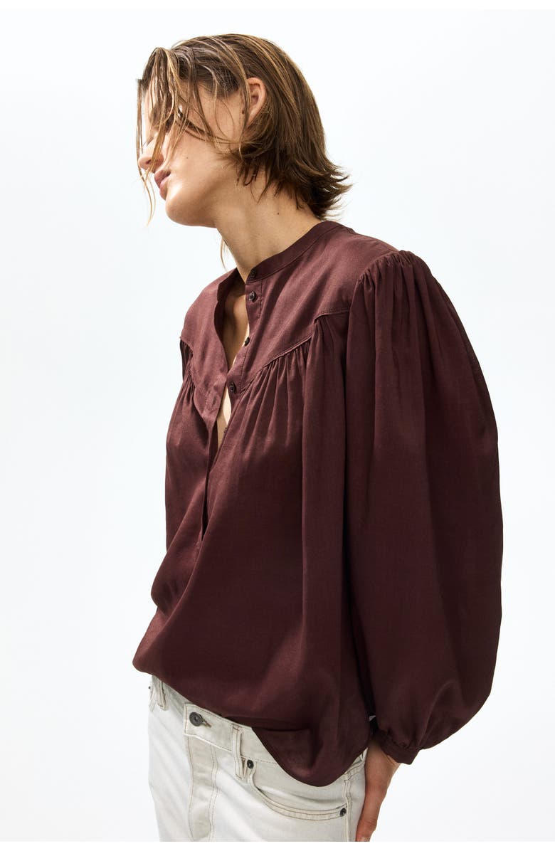 H&M Oversized blouse, Alternate, color, Dark Rust Brown