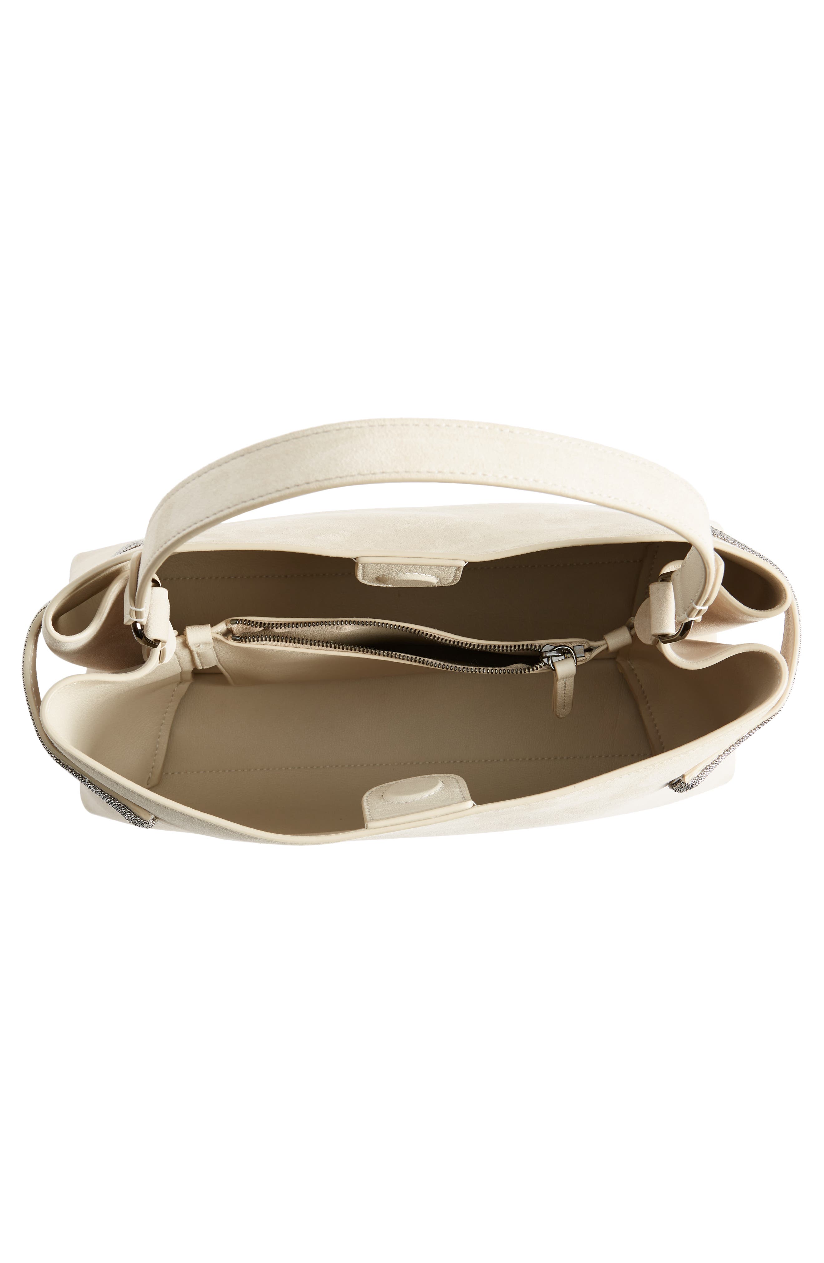 Brunello Cucinelli Medium East/West Suede Top Handle Bag, Alternate, color, 