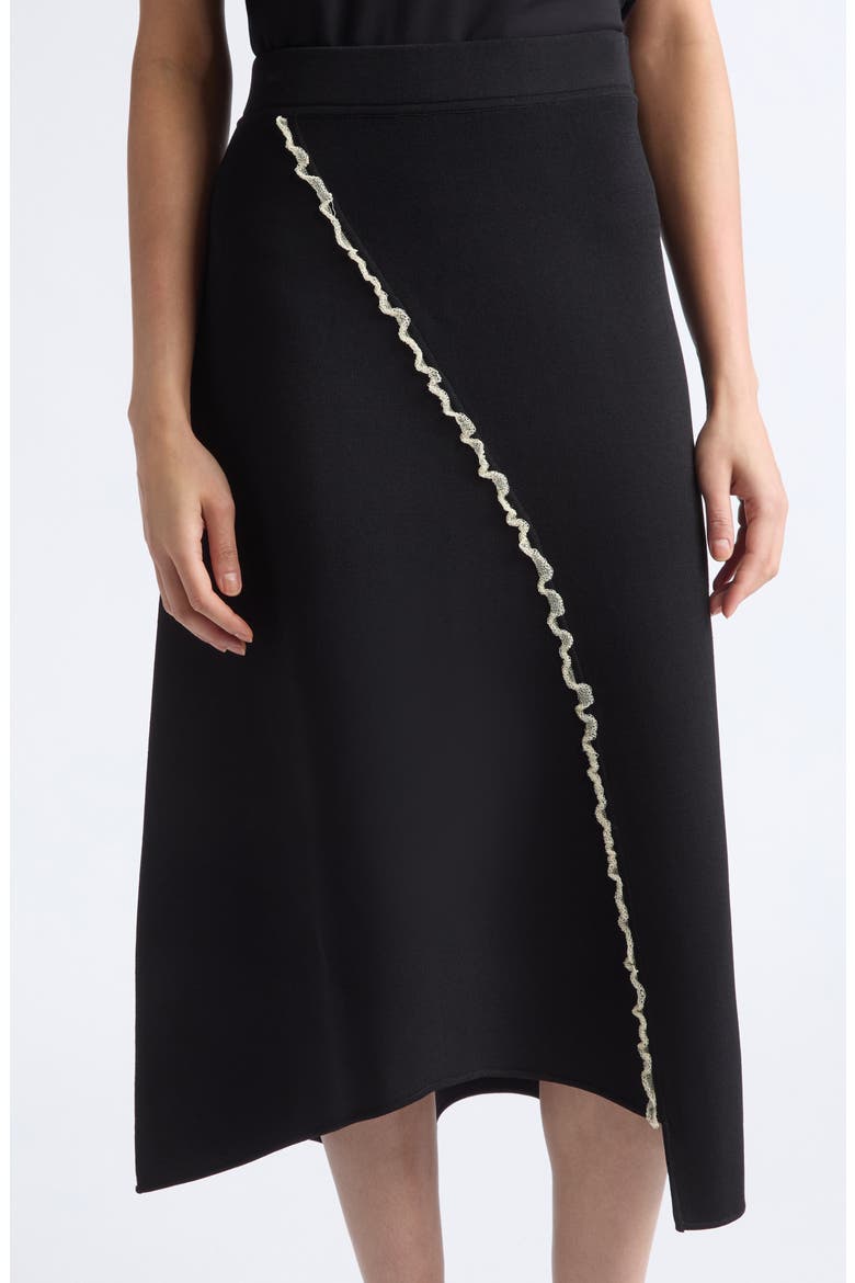 Felix Asymmetric Ruffle Trim Skirt, Alternate, color, BLACK