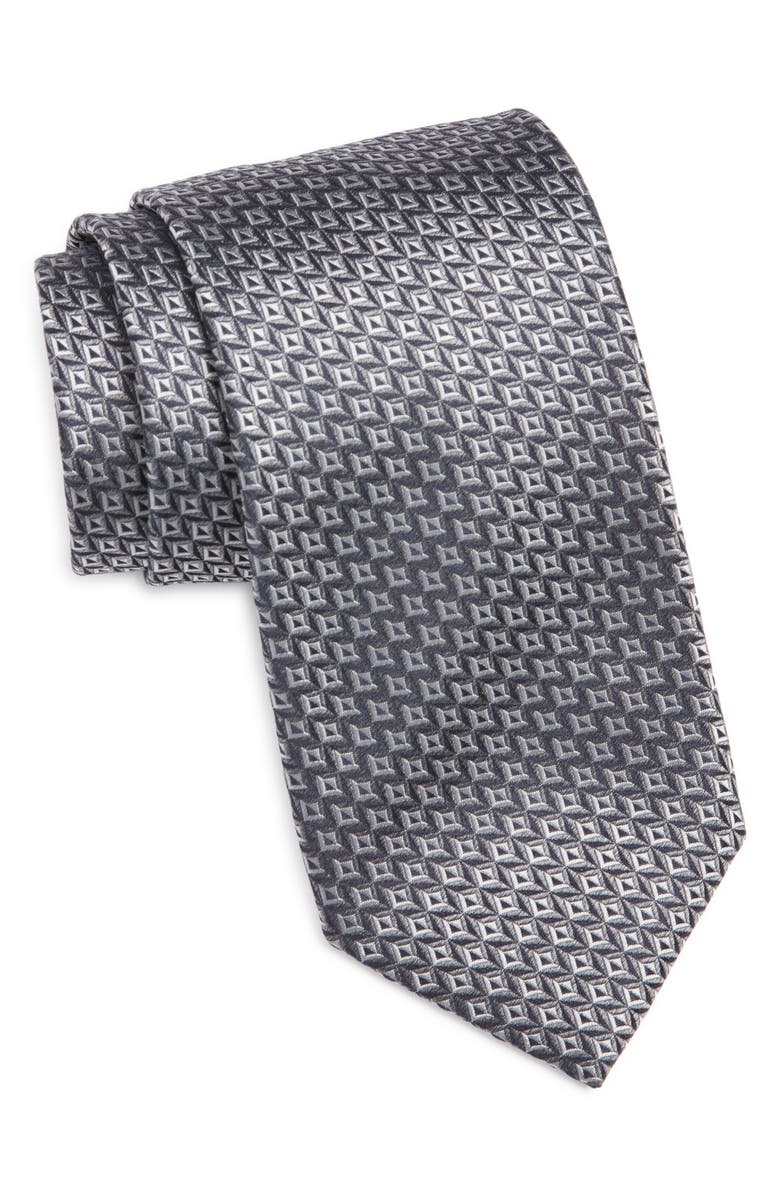 Canali Geometric Silk Tie, Main, color, Grey