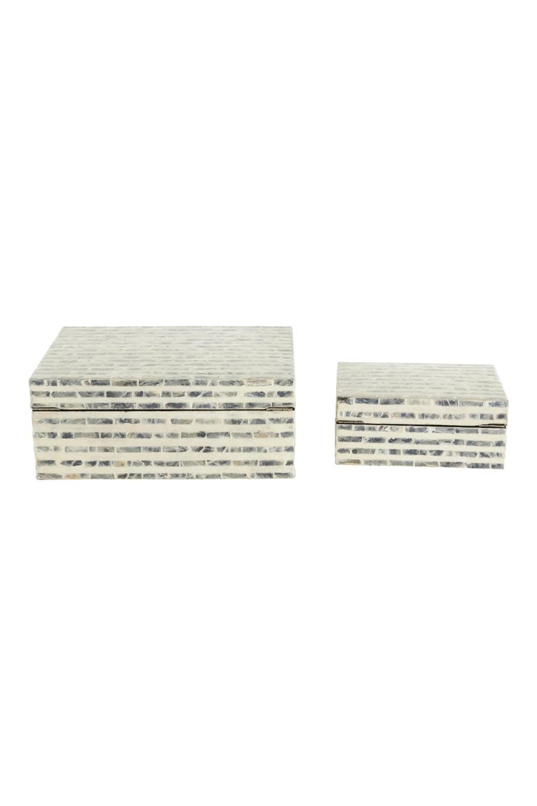 Contemporary Set of 2 Decorative Mother of Pearl Boxes, Alternate, color, CREAM