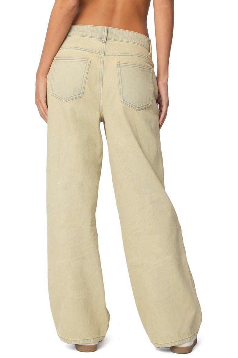 Washed Low Rise Boyfriend Jeans, Alternate, color, TAN