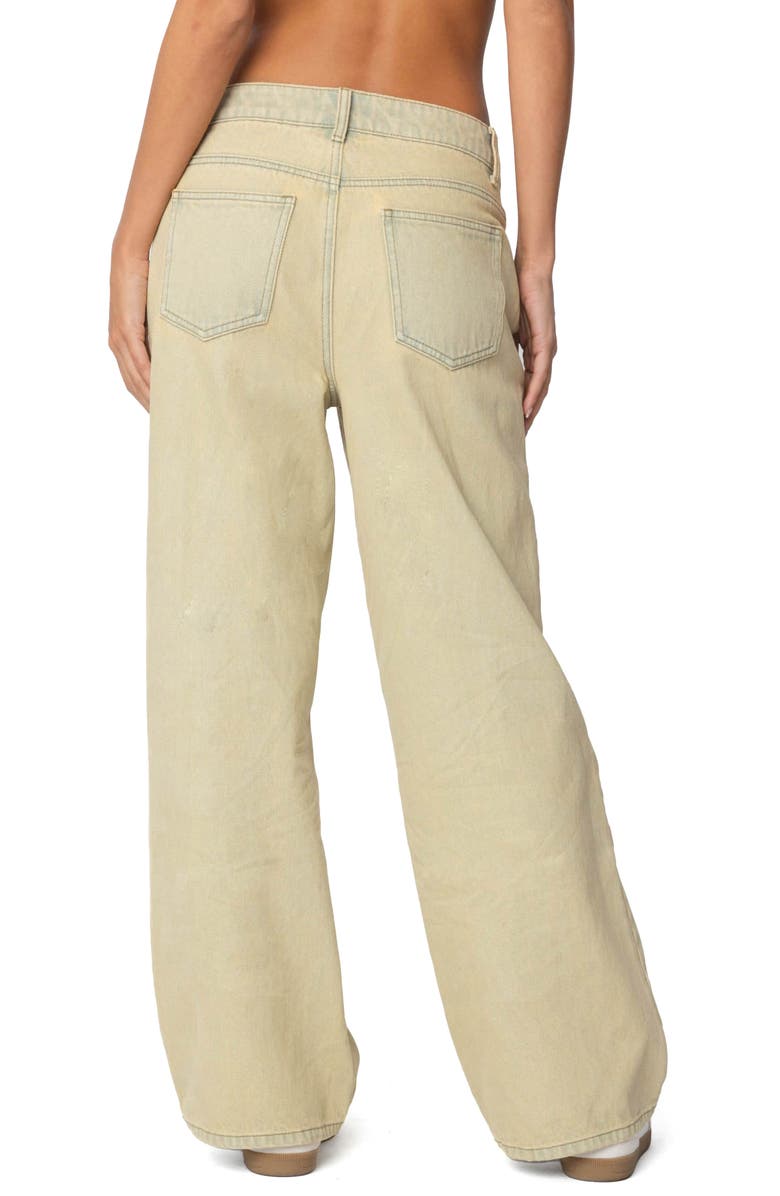 EDIKTED Washed Low Rise Boyfriend Jeans, Alternate, color, Tan