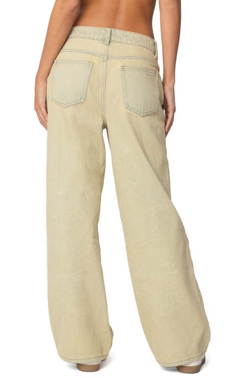 Edikted Washed Low Rise Boyfriend Jeans In Tan