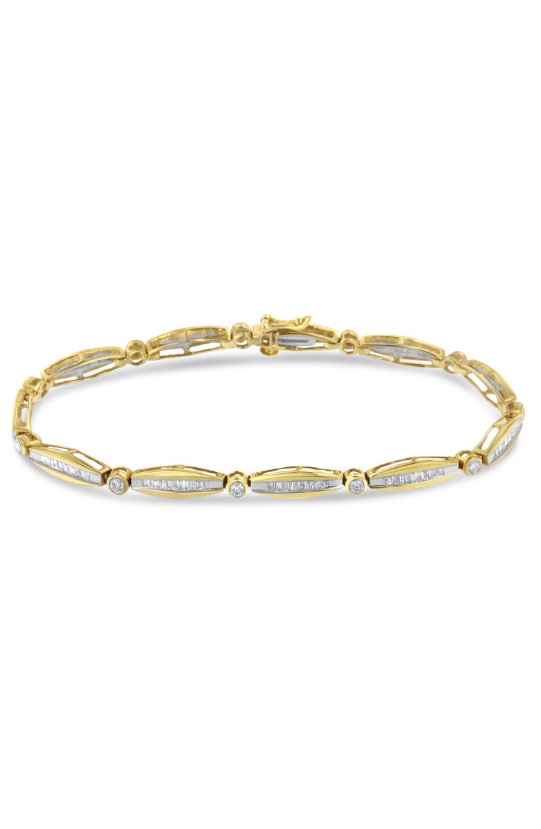 Haus of Brilliance 14K Gold 1-1/2 Cttw Diamond Bezel and Tapered Link Bracelet, Alternate, color, Yellow