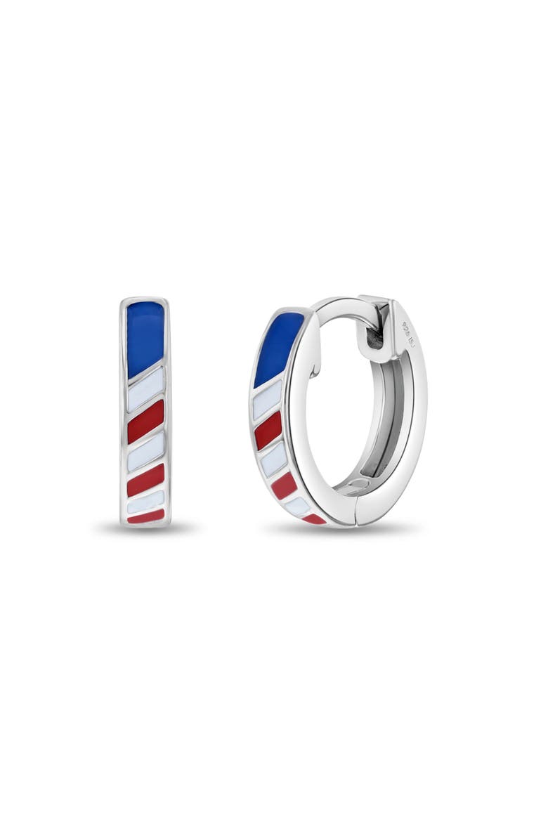 Patriotic Flag Hoop Earrings, Main, color, Silver