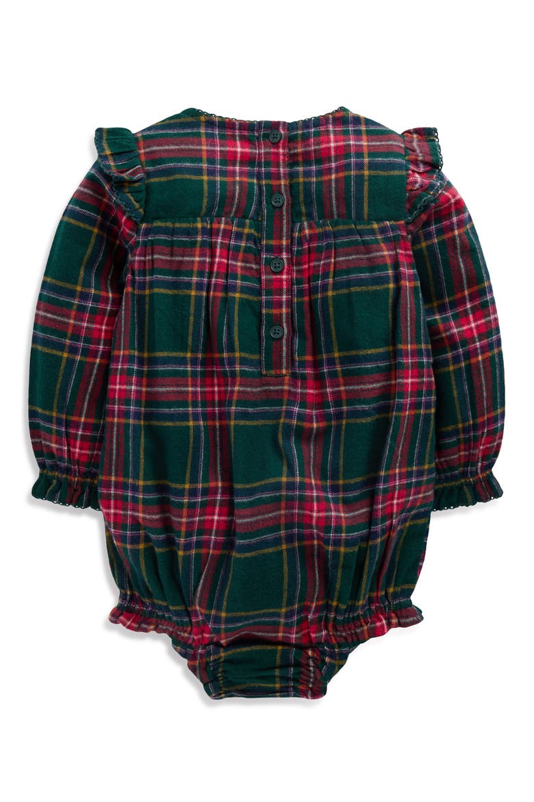 Woven Bubble Romper, Alternate, color, GREEN/ RED CHECK