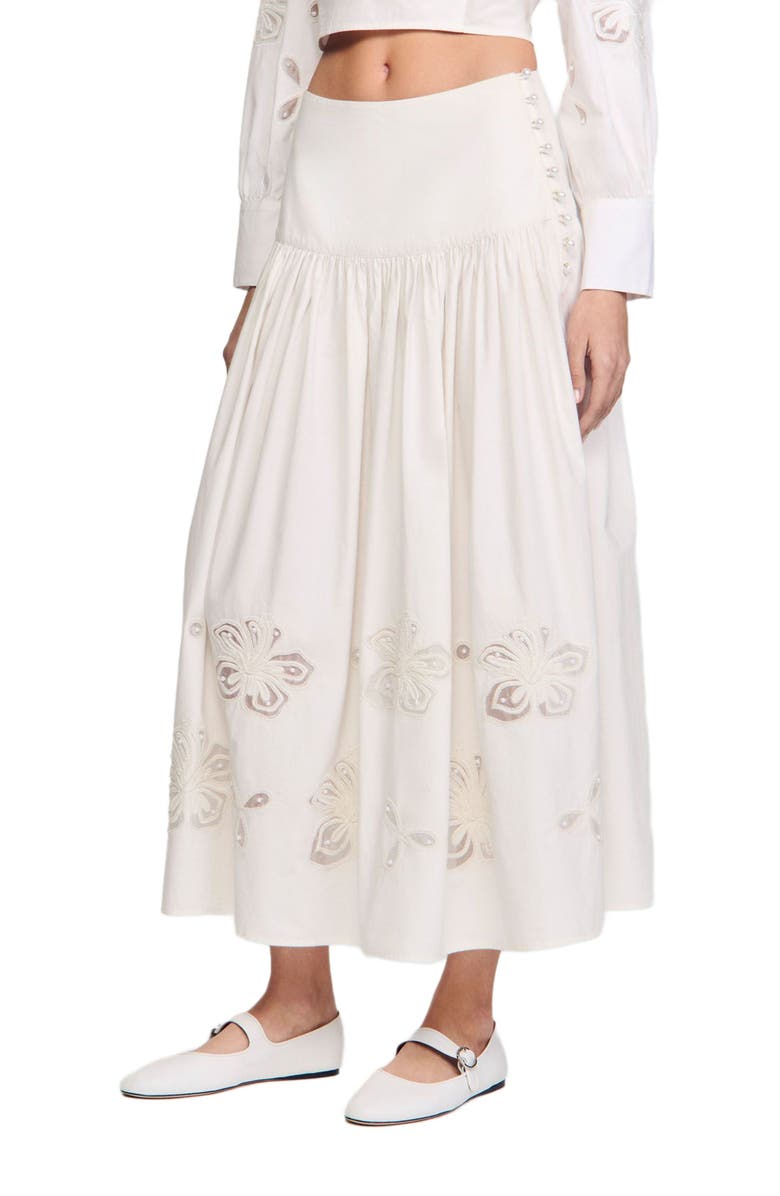 SANDRO Long poplin skirt, Main, color, 