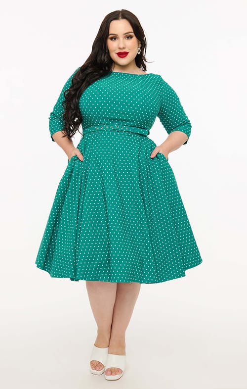 Unique Vintage Plus Size Devon Swing Dress In Green