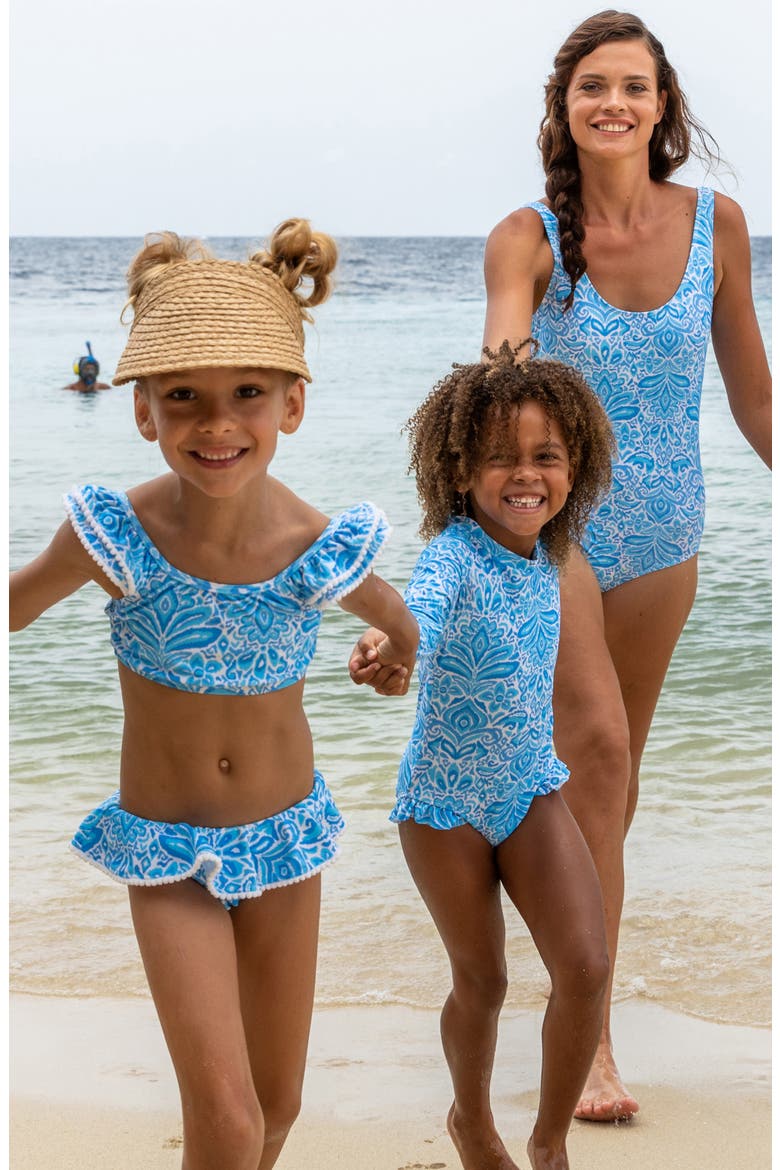 Kids' Santorini Blue Frill Two-Piece Swimsuit, Alternate, color, BLUE