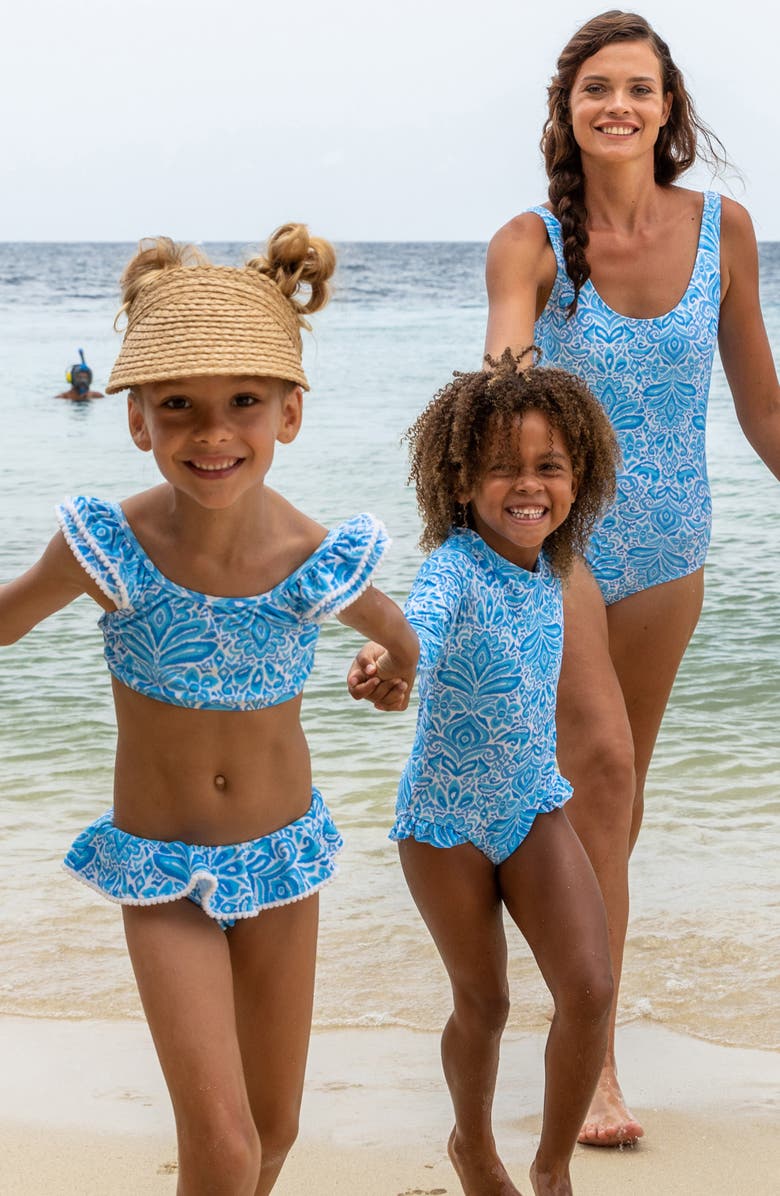Snapper Rock Kids' Santorini Blue Frill Two-Piece Swimsuit, Alternate, color, Blue