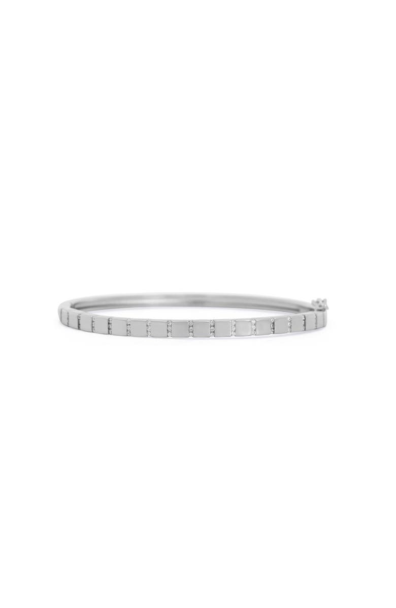 The Lovery Fine Jewelry Ribbed CZ Bangle, Main, color, Sterling Silver