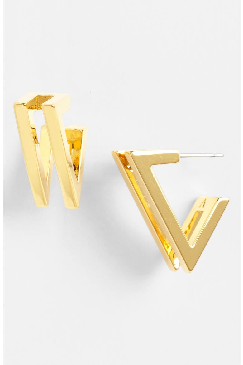 'Very Vince' Double V Hoop Earrings, Main, color, GOLD