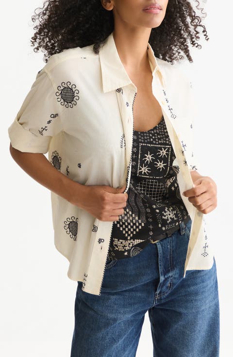 Embroidered Relaxed Fit Cotton Shirt