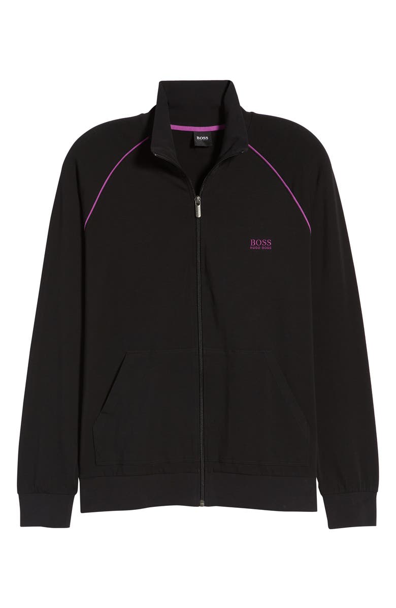 BOSS HUGO BOSS Zip Front Stretch Cotton Sweatshirt, Alternate, color, 