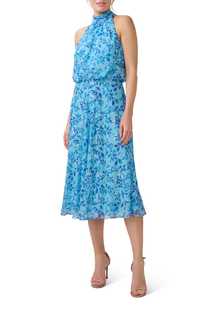 Adrianna Papell Bias Chiffon Blouson Midi Dress, Main, color,