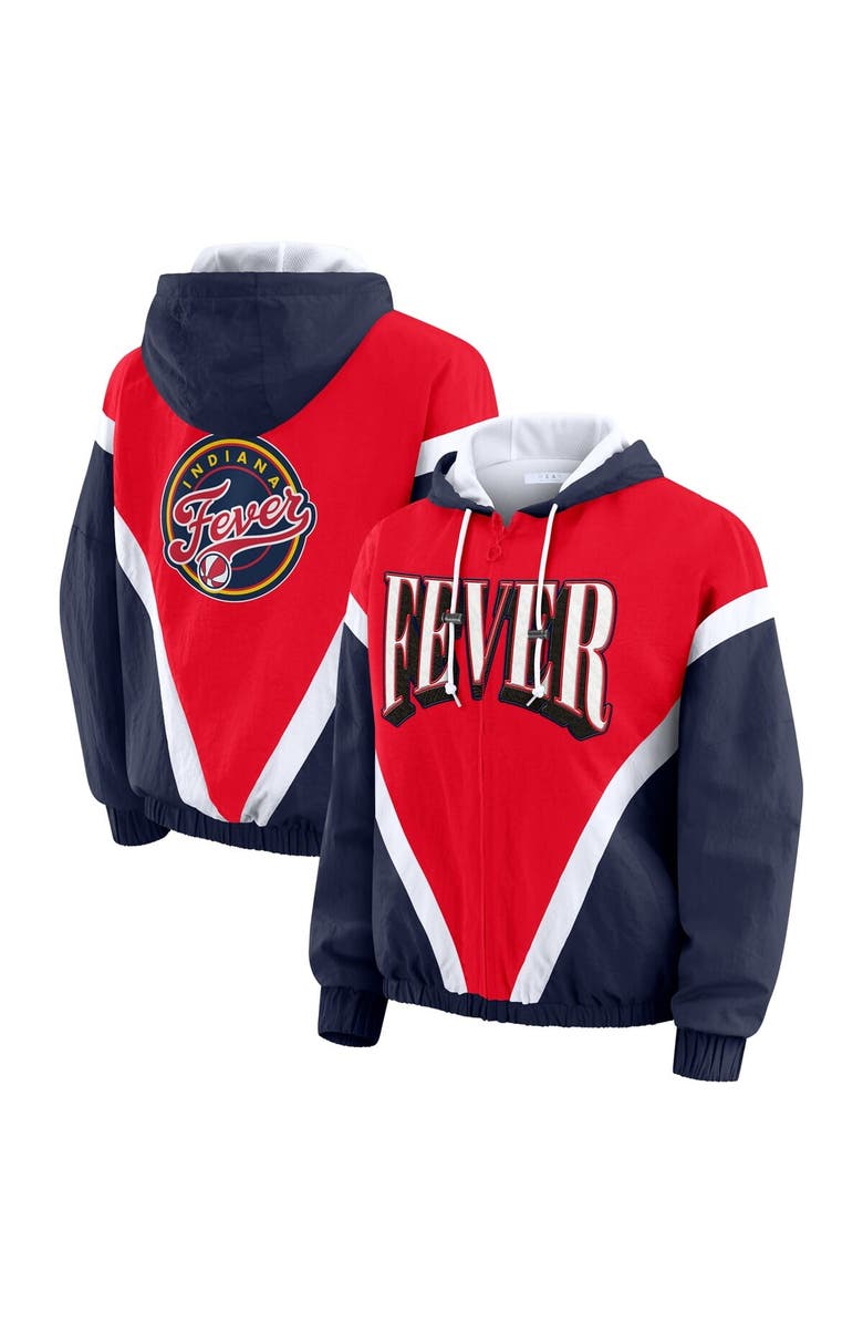 WEAR by Erin Andrews Women's WEAR by Erin Andrews Navy/Red Indiana Fever Colorblock Full-Zip Hoodie Windbreaker Jacket, Main, color,