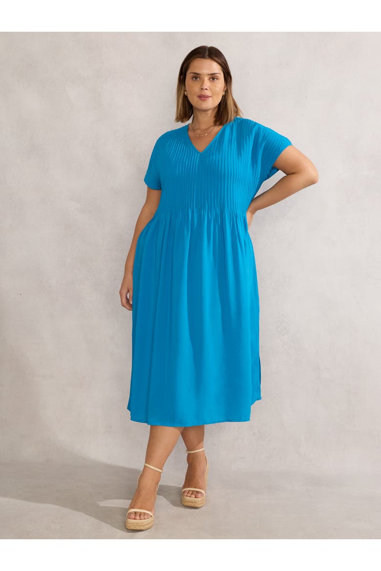 Pintuck Midi Dress, Main, color, Blue