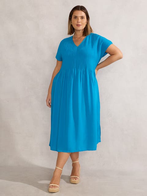 Pintuck Midi Dress