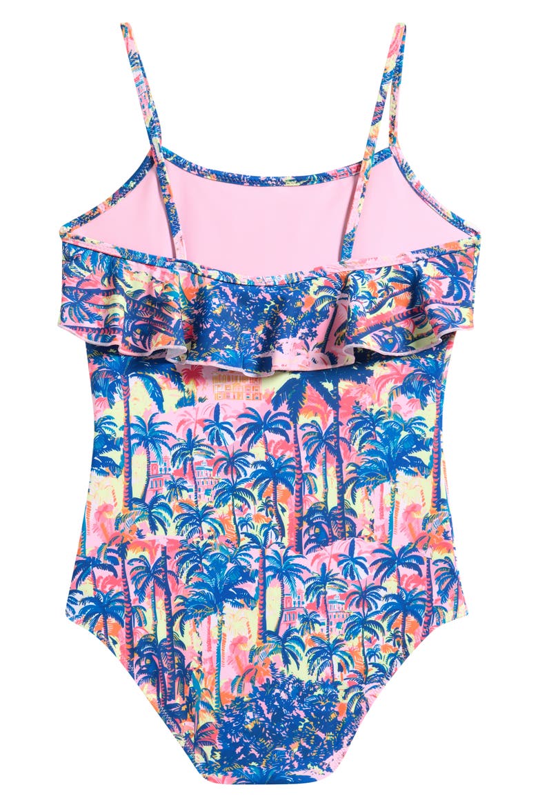 Kids' Ruffle One-Piece Swimsuit, Alternate, color, BLUE MULTI