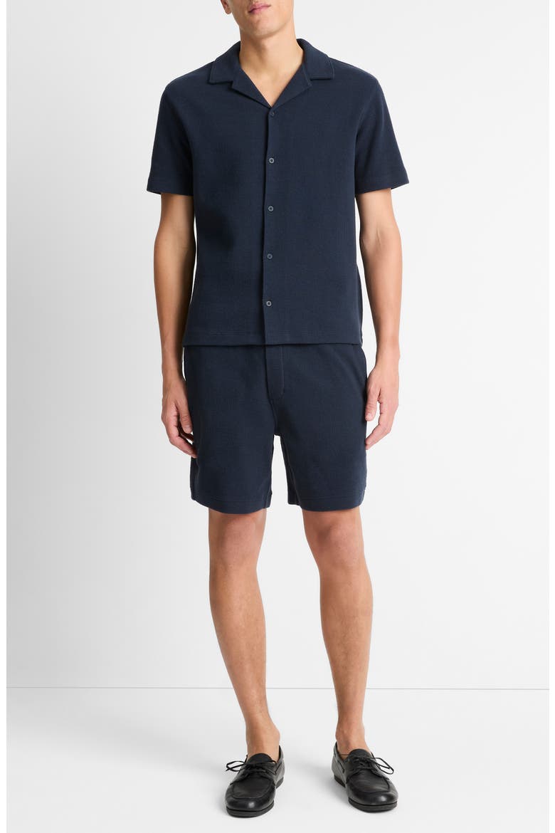 Bouclé Knit Short Sleeve Camp Shirt, Alternate, color, COASTAL BLUE