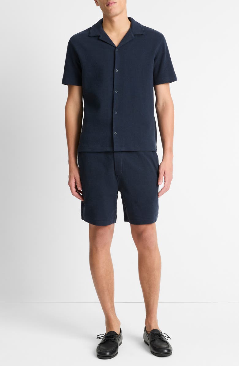 Vince Bouclé Knit Short Sleeve Camp Shirt, Alternate, color, Coastal Blue