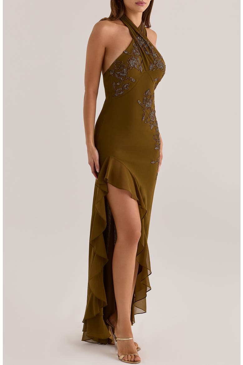 Raquel Georgette Halter Maxi Gown, Alternate, color, SAGE