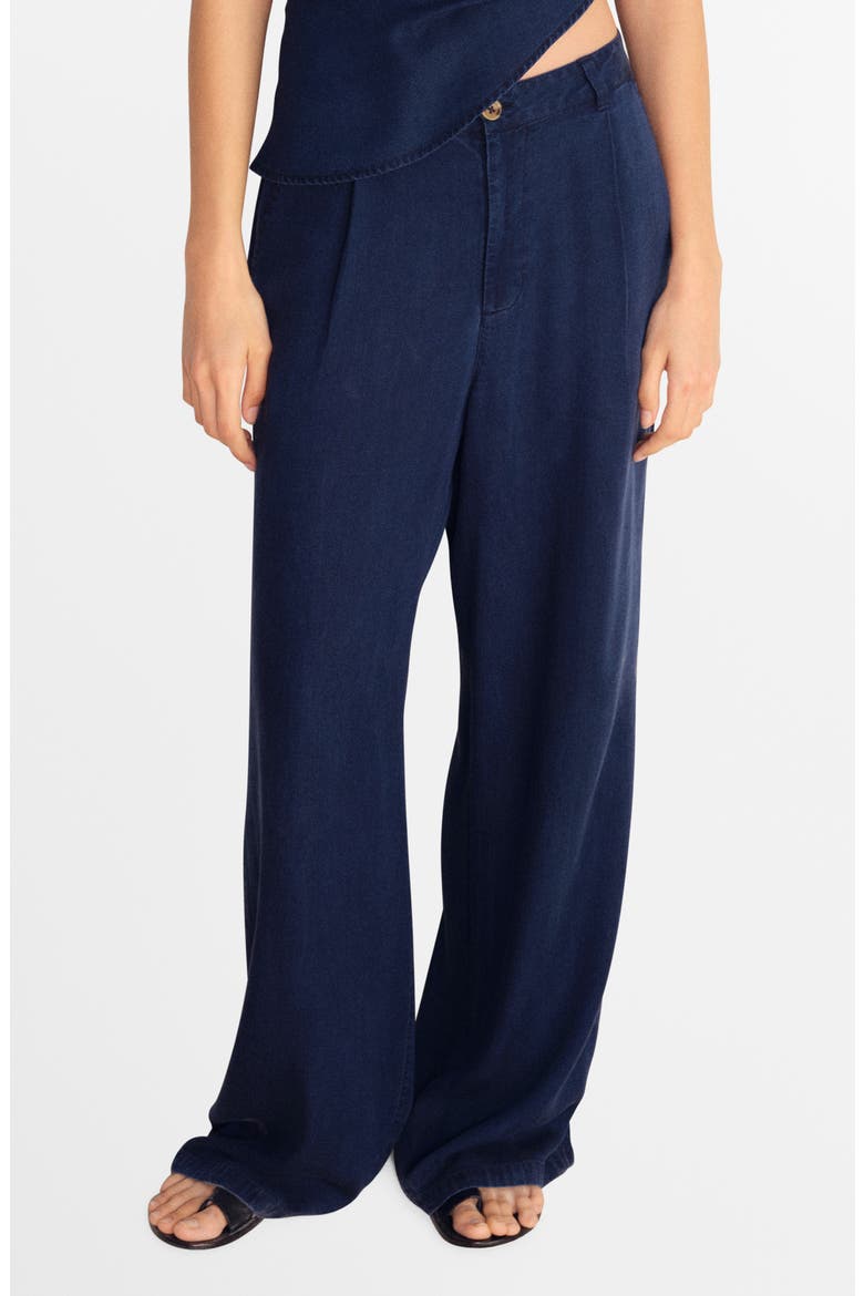 Pleated Wide Leg Pants, Main, color, DARK BLUE