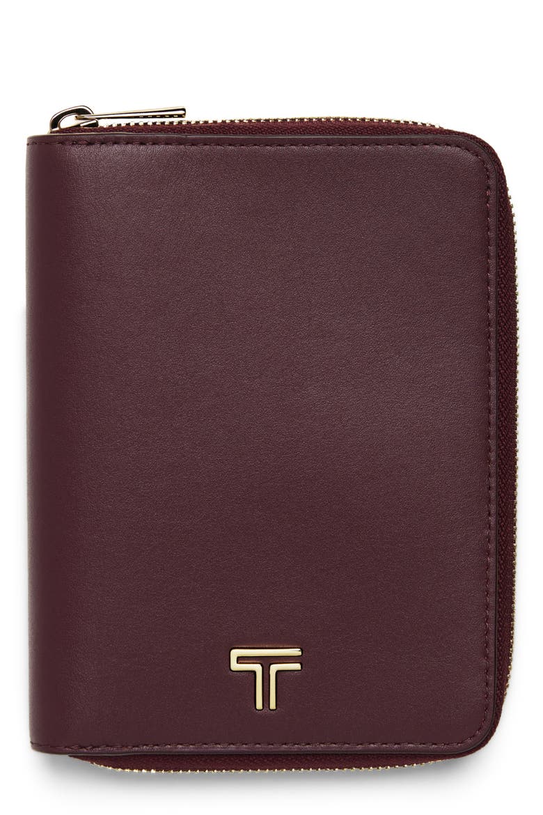 Belden Zip Around Leather Passport Case, Main, color, ROSEWOOD