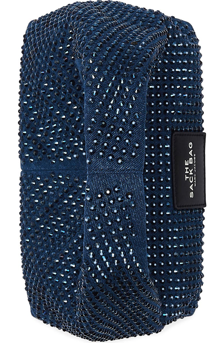 Marc Jacobs The Mini Crystal Denim Sack Bag, Alternate, color, Dark Wash Crystal