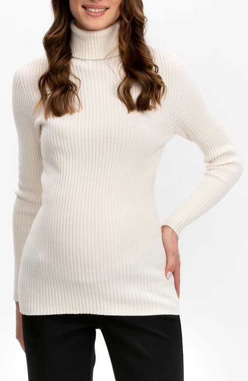 PIETRO BRUNELLI Aurora Turtleneck Rib Maternity Sweater in Natural 