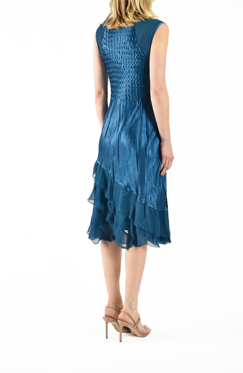 Komarov Ruffle Tiered Chiffon & Charmeuse Cocktail Dress with Jacket, Alternate, color,