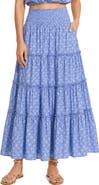 Change of Scenery Charlie Eyelet Embroidered Smock Waist Slit Skirt