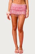 EDIKTED Barbie™ Sequin Fringe Miniskirt