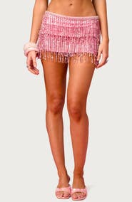 EDIKTED Barbie™ Sequin Fringe Miniskirt