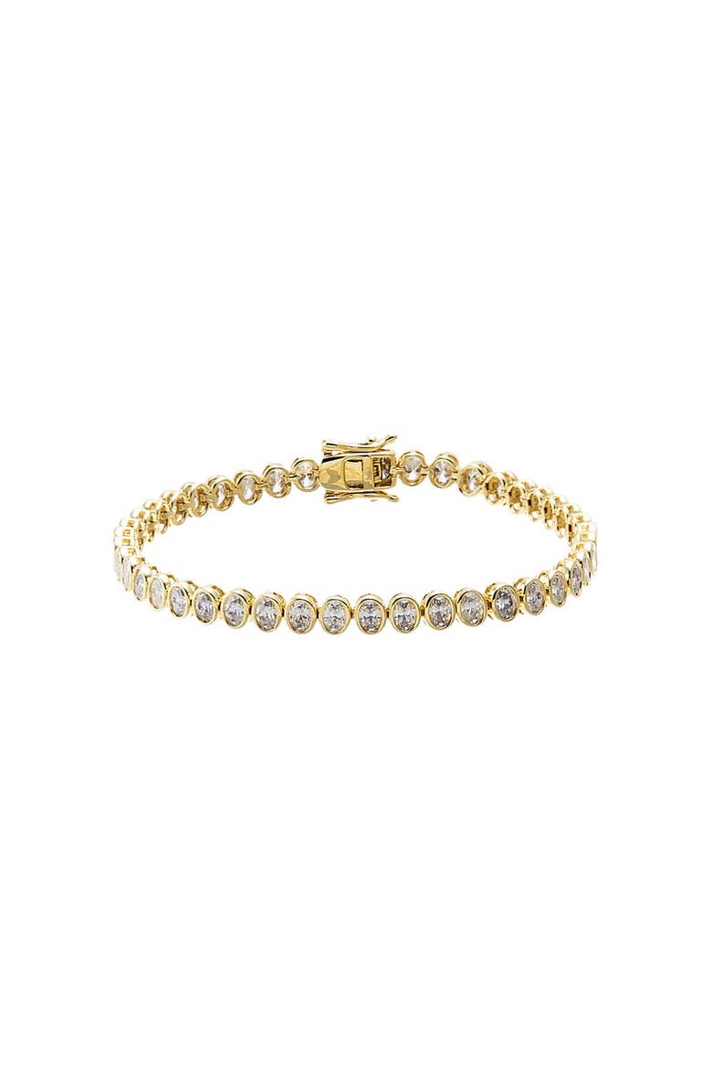 Moissanite Oval Bezel Tennis Bracelet, Main, color, Gold