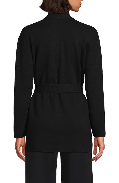 LANDS' END LANDS' END FINE GAUGE MILANO BELTED LONG LINE CARDIGAN SWEATER