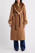 Via Spiga Wool Blend Coat with Faux Fur Trim